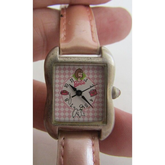 Fossil Barbie Poodle Parade Vintage 90s Limited Edition Wristwatch Pink Leather - Picture 1 of 7